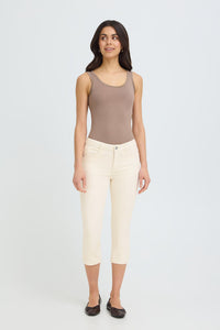 FRANSA Luxe Elli Capri Jeans - Cream