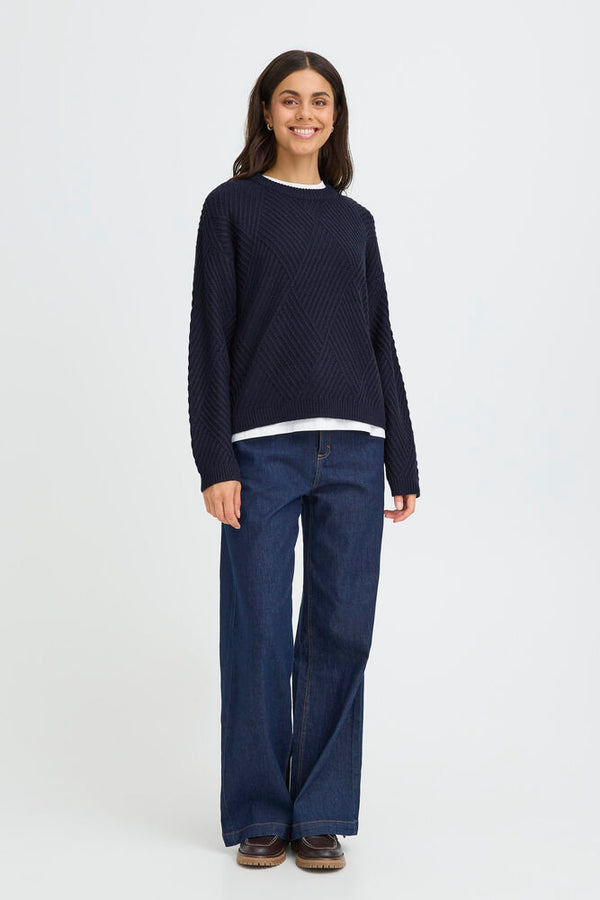 FRANSA Crew Neck Jumper - Navy
