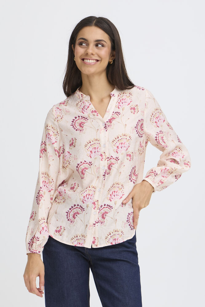 FRANSA Kalia Floral V-Neck Blouse - Pink Print