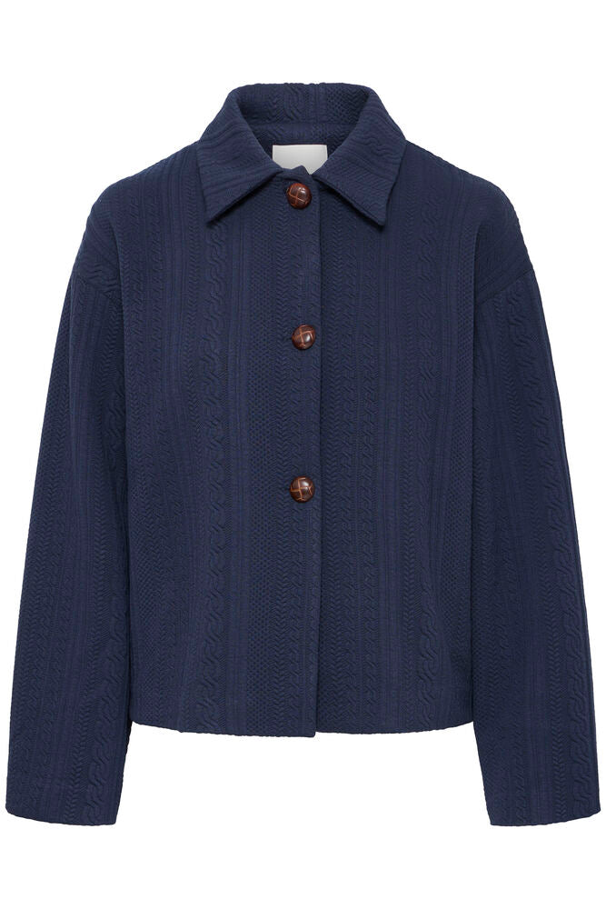 ICHI Kate Cable Jacket - Navy