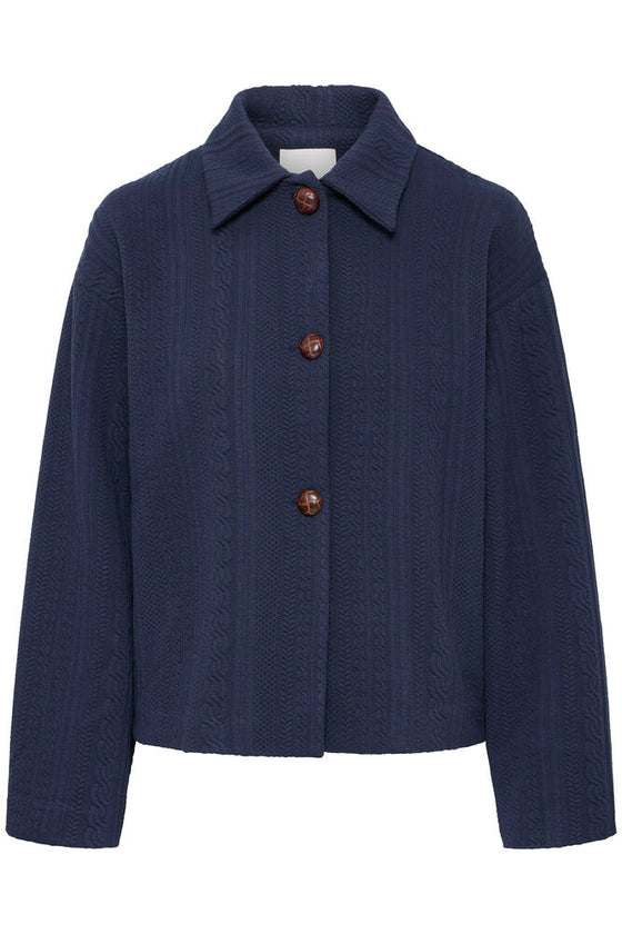 ICHI Kate Cable Jacket - Navy