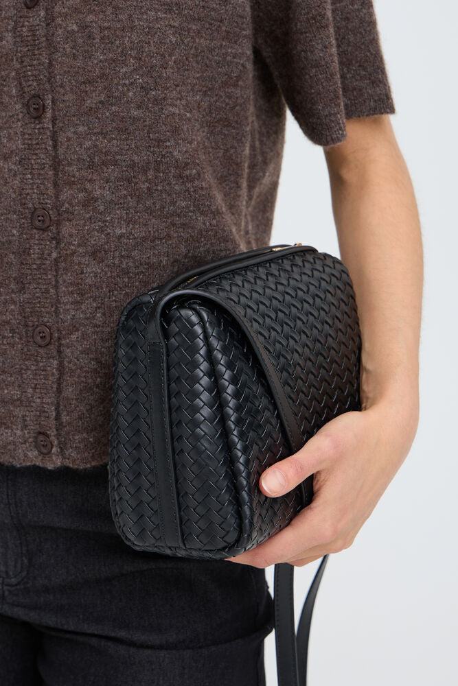 FRANSA Braida Woven Crossbody Bag - Black