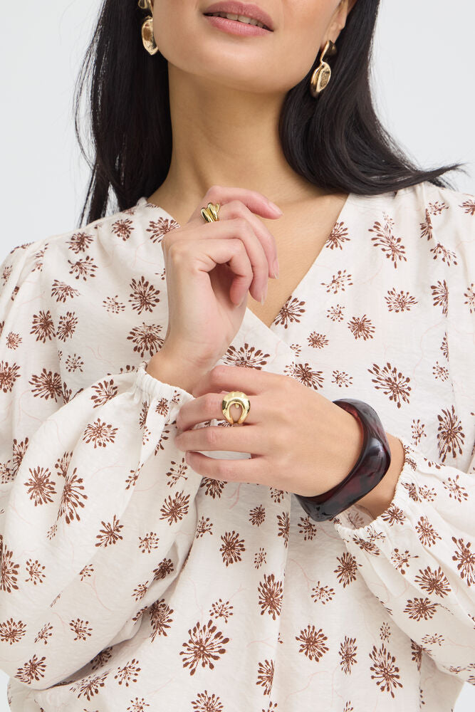 FRANSA Kalia Floral Blouse - White
