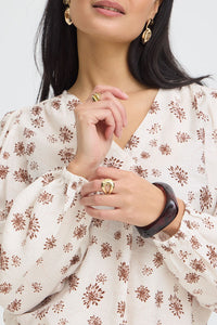 FRANSA Kalia Floral Blouse - White