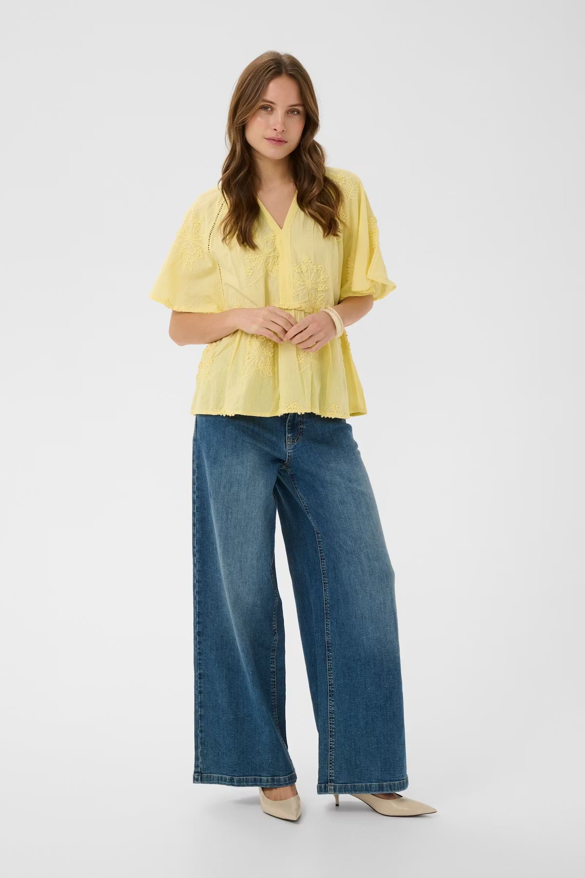 CULTURE Jalia Textured Blouse - Lemon