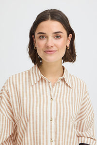 FRANSA Phebe Stripe Shirt - Brown/Cream