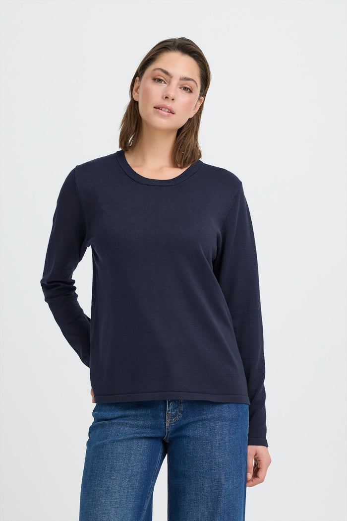 ICHI Luls O-Neck Jumper - Navy