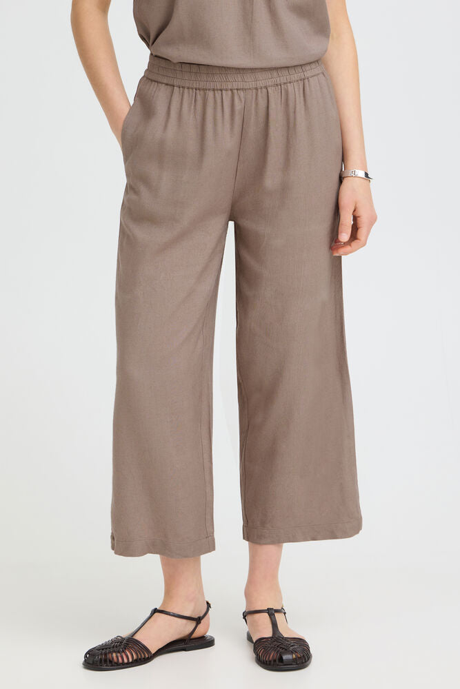 FRANSA Jett Wide Leg Culotte Pants - Taupe