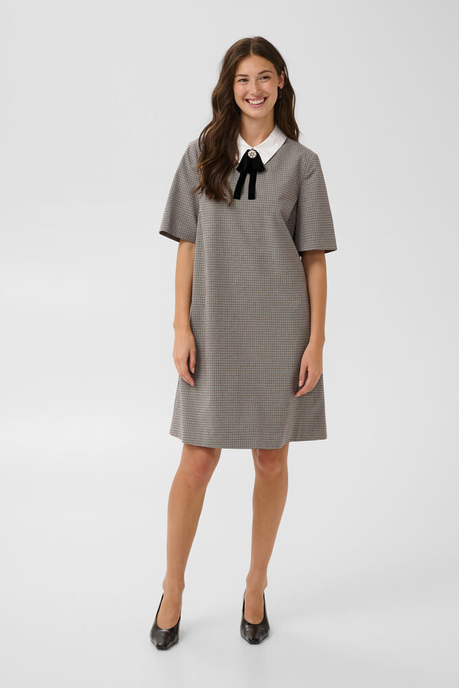 CULTURE Cathlin Check Short Dress - Grey