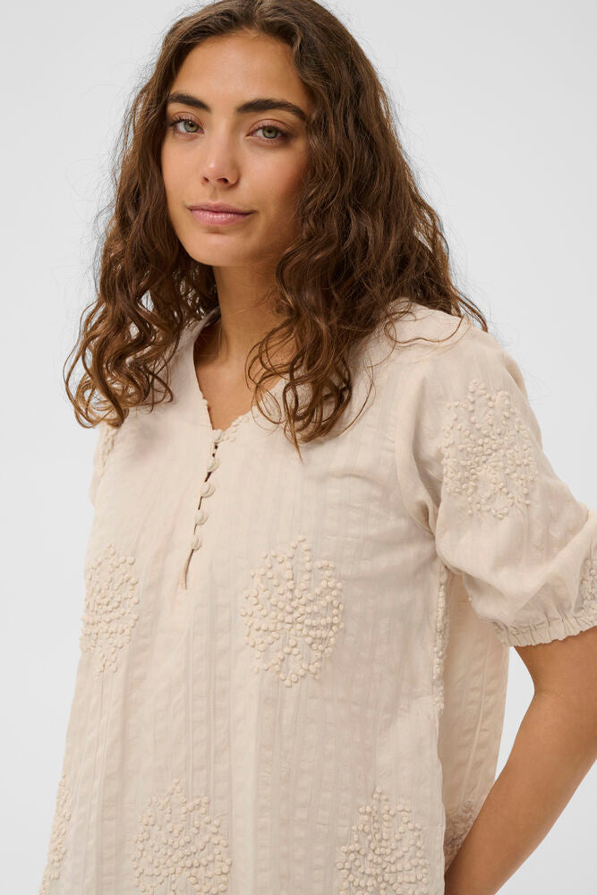 CULTURE Lelau Textured Blouse - Natural