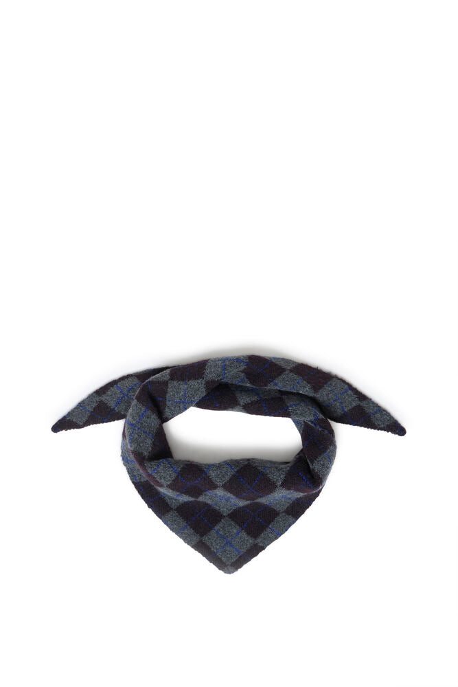 ICHI Agyle Patterned Knit Scarf - Navy Argyle