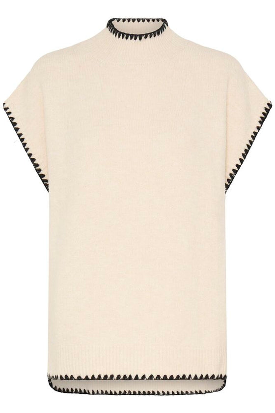 ICHI Sleeveless Jumper - Cream