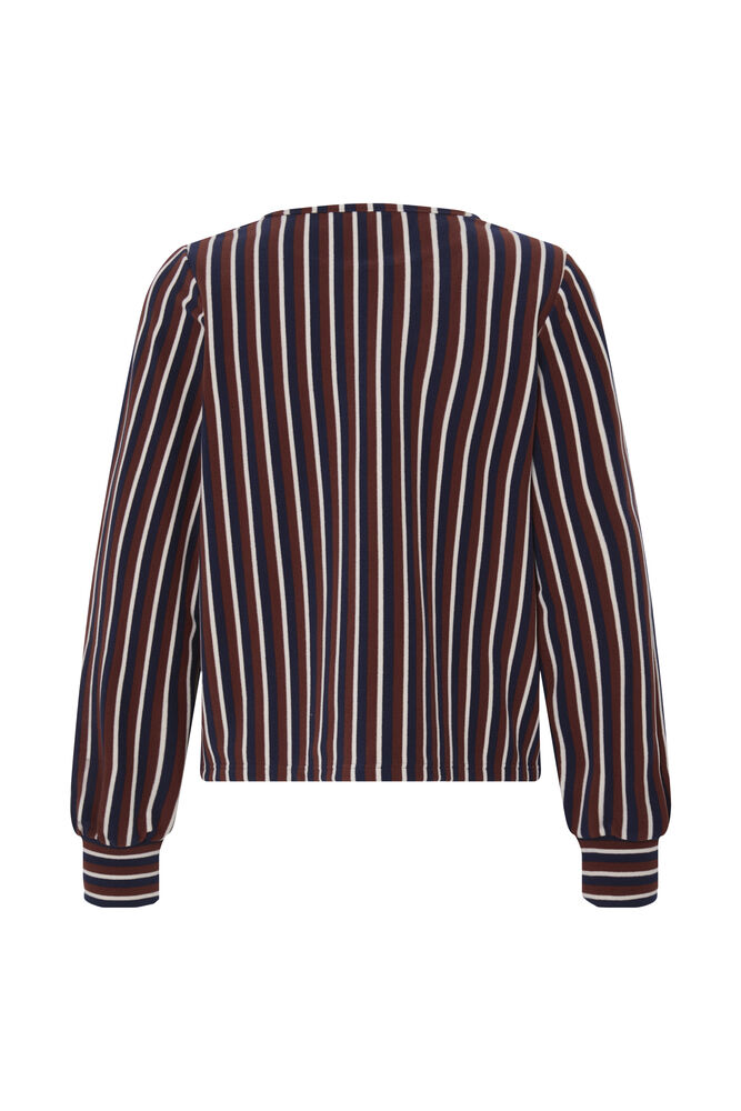 ICHI Liomo Long Sleeve Top - Brown Stripe