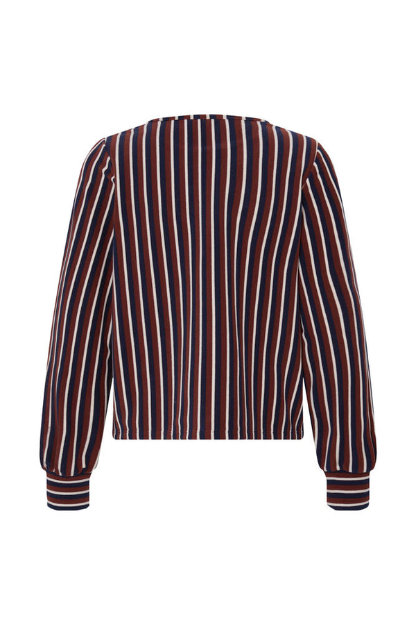 ICHI Liomo Long Sleeve Top - Brown Stripe