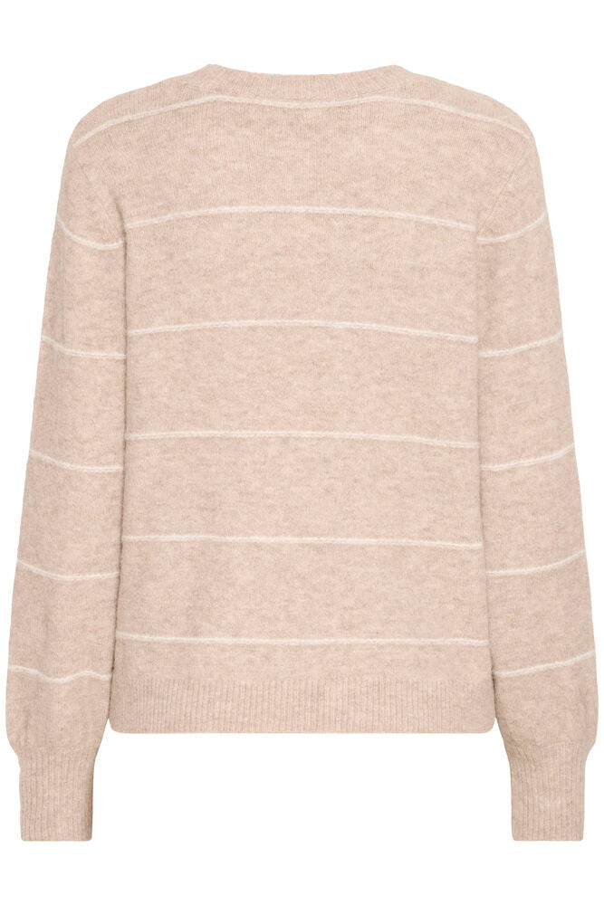 FRANSA Kendra Striped Jumper - Taupe/Cream