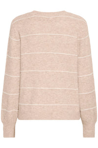 FRANSA Kendra Striped Jumper - Taupe/Cream