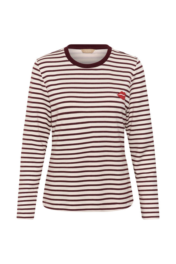 CULTURE Hunta Kiss Striped Top - Burgundy
