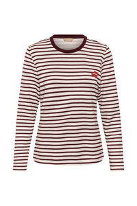 CULTURE Hunta Kiss Striped Top - Burgundy