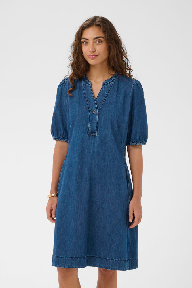 CULTURE Bertelino SS Denim Dress- Dark Denim