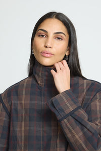 ICHI Cronto Jacket - Dark Navy Check