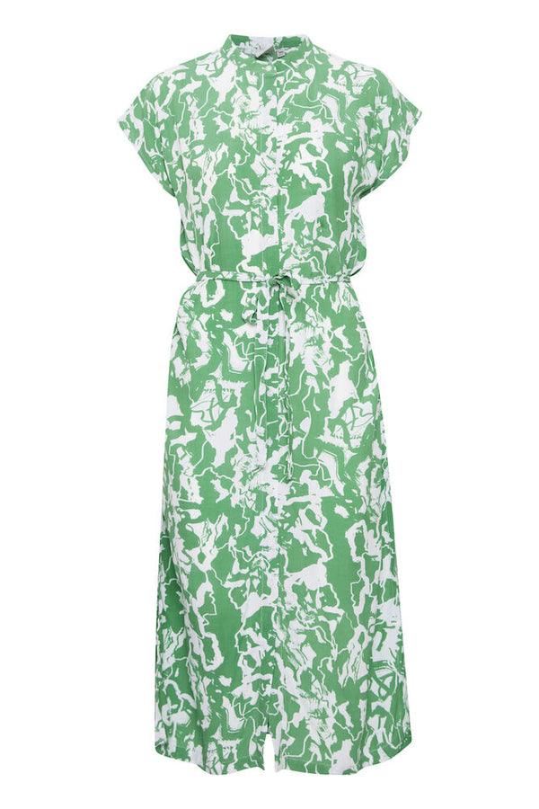 ICHI Regine Floral Dress - Green Print