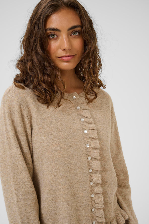 CULTURE Julietta Ruffle Cardigan - Beige