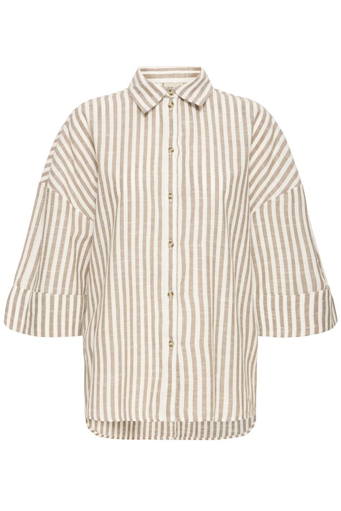 FRANSA Phebe Stripe Shirt - Brown/Cream