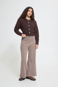 ICHI Kate Twillish Wide Leg Trouser - Brown/Almond