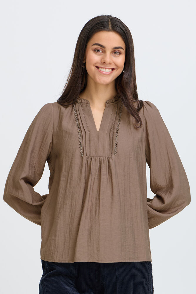 FRANSA Gida Blouse - Driftwood