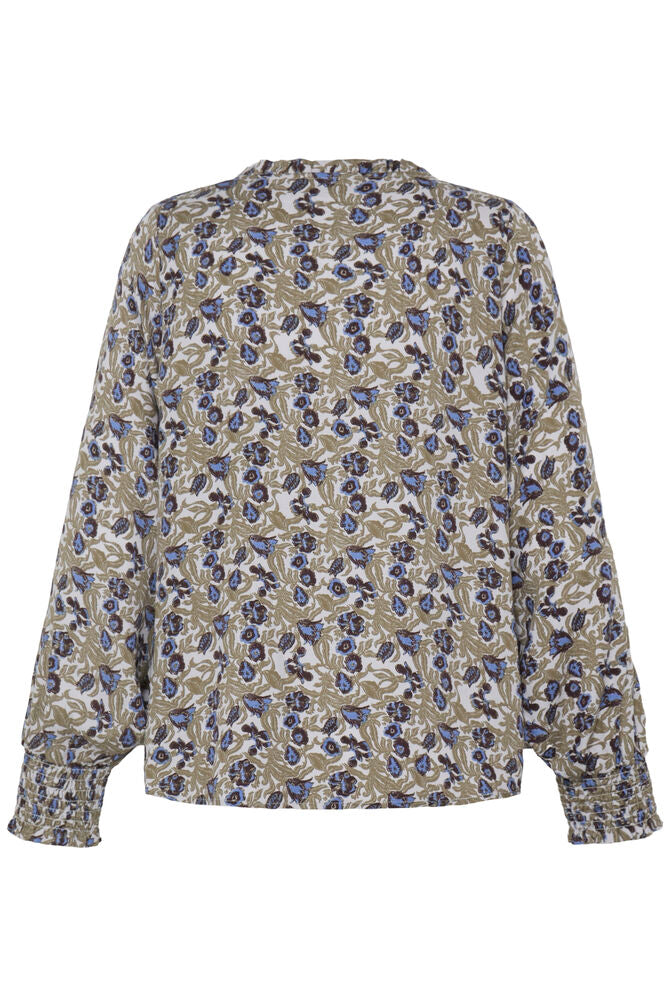 FRANSA Gladis Blouse - Green Print