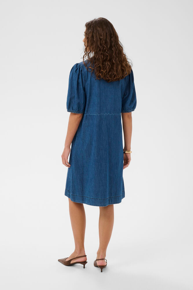 CULTURE Bertelino SS Denim Dress- Dark Denim