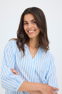 FRANSA Catona Blouse - Blue Stripe