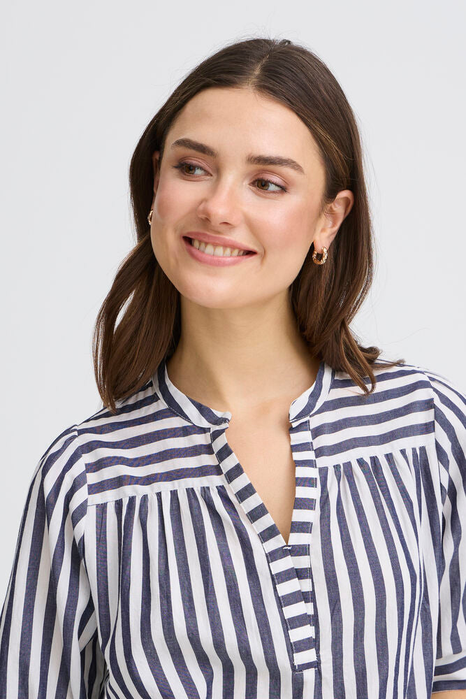 FRANSA Donnie Striped Blouse - Navy