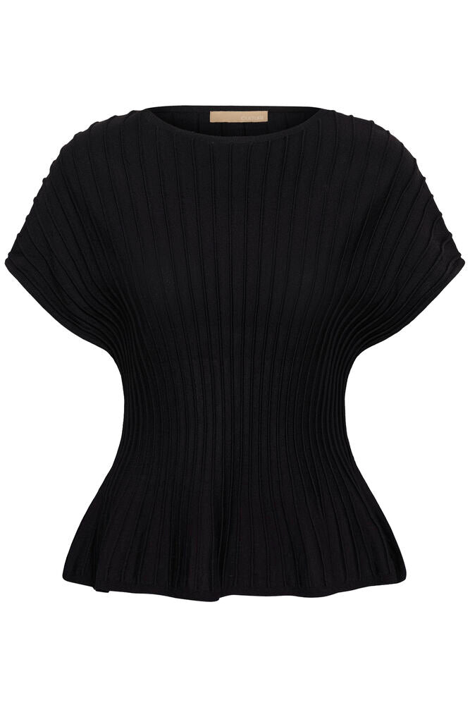 CULTURE Cap Sleeve Knit Top - Black