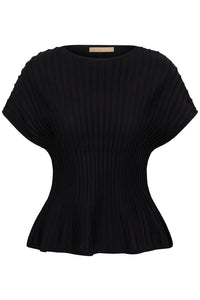 CULTURE Cap Sleeve Knit Top - Black