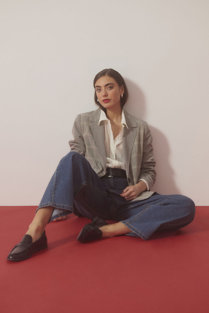 CULTURE Celena Check Blazer - Grey