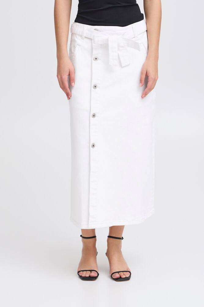 ICHI Ziggy Denim Skirt - White