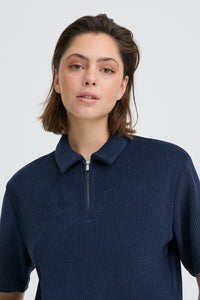 ICHI Kate Corduroy Top - Navy