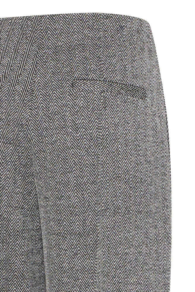 ICHI Kate Jacquard Trouser - Black Herringbone