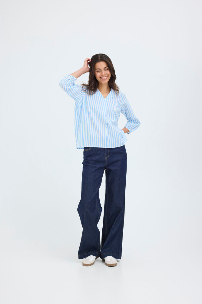 FRANSA Catona Blouse - Blue Stripe