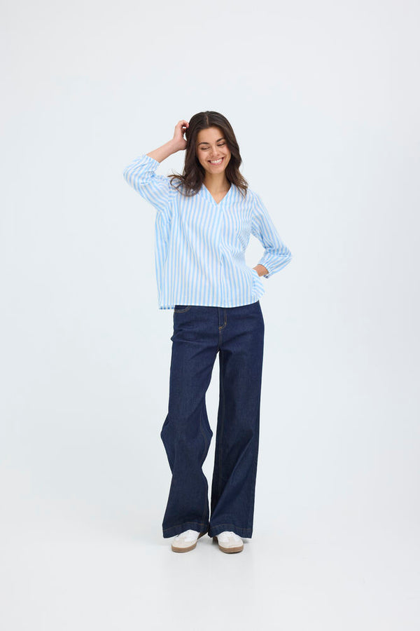FRANSA Catona Blouse - Blue Stripe