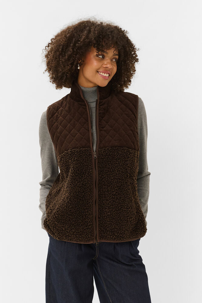 Culture Lenia Textured Gilet - Brown