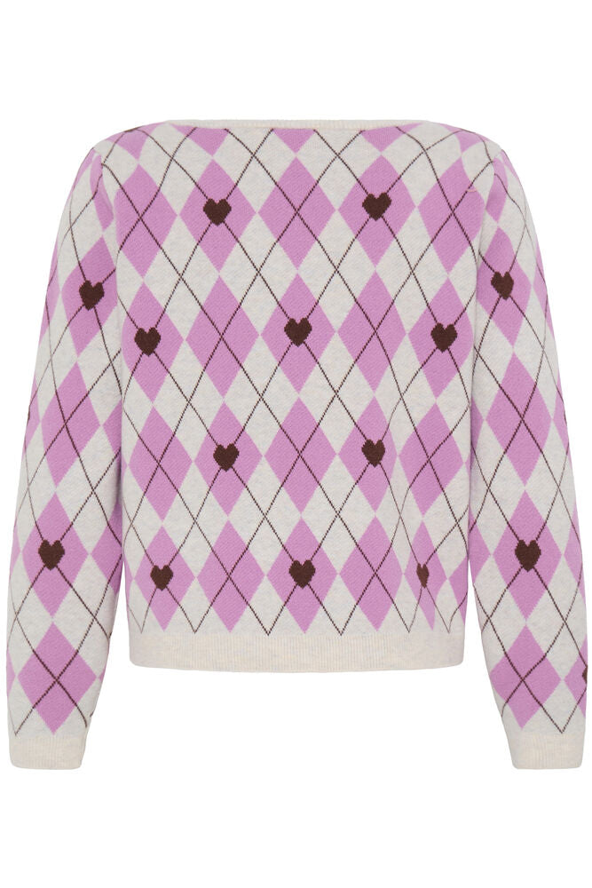 ICHI Brielle Jumper - Pink Argyle