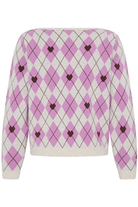 ICHI Brielle Jumper - Pink Argyle