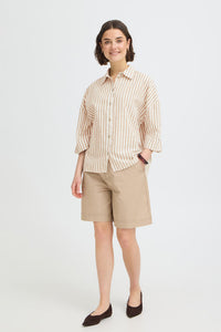 FRANSA Phebe Stripe Shirt - Brown/Cream