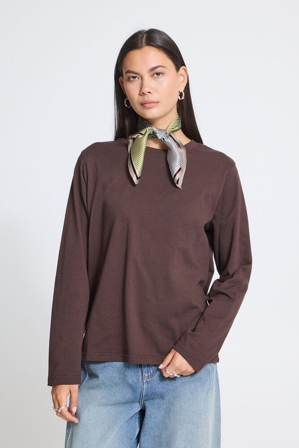 ICHI Eda Silk Scarf - Coffee Bean