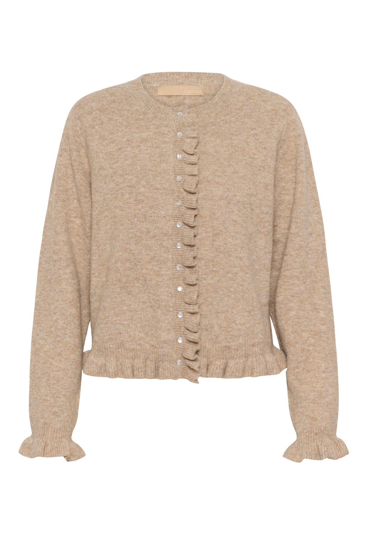 CULTURE Julietta Ruffle Cardigan - Beige