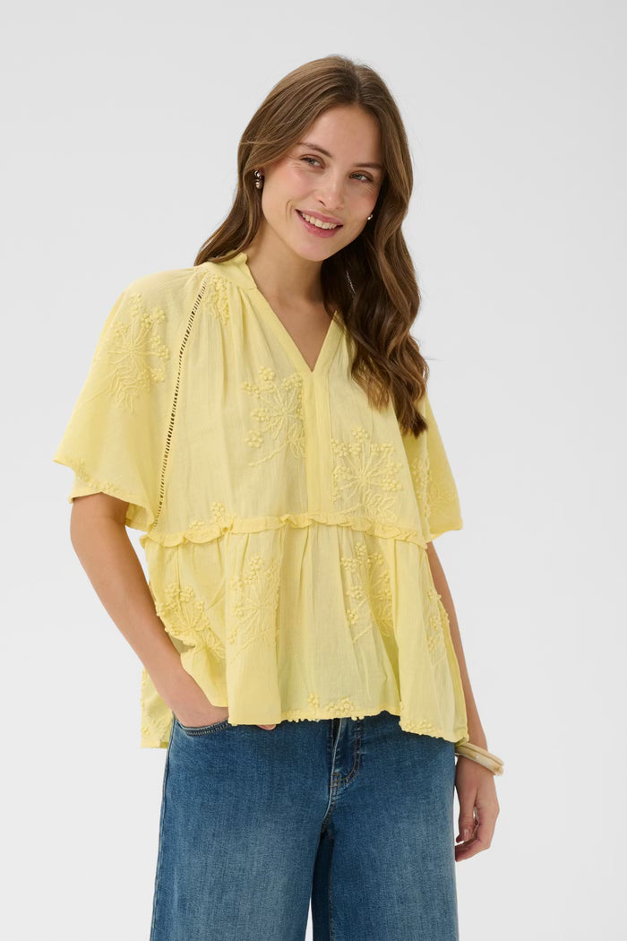 CULTURE Jalia Textured Blouse - Lemon