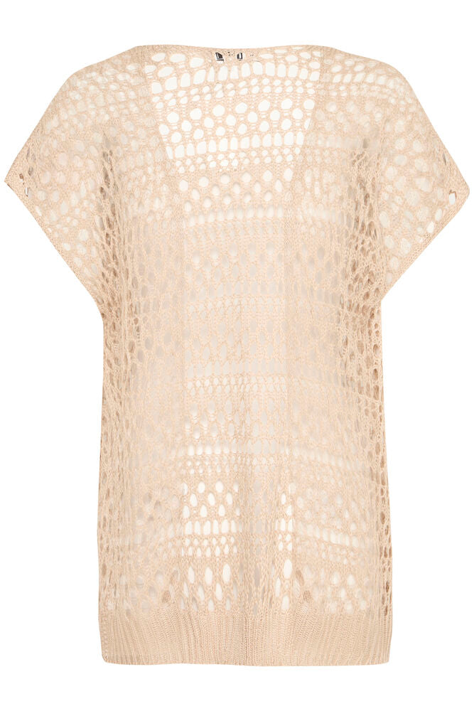 Beige crochet top on a white background
