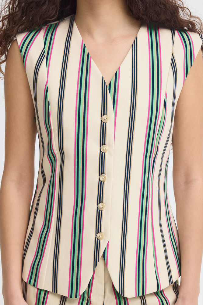 ICHI Kate Striped Waistcoat